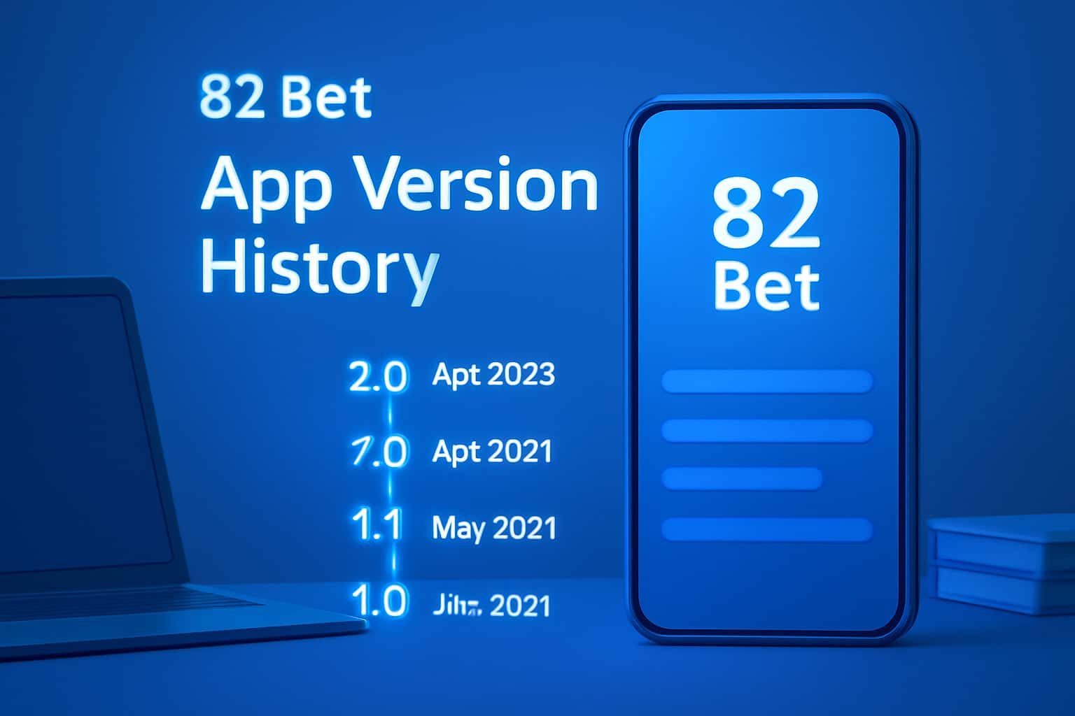 Illustration depicting the version history of the 82 Bet app