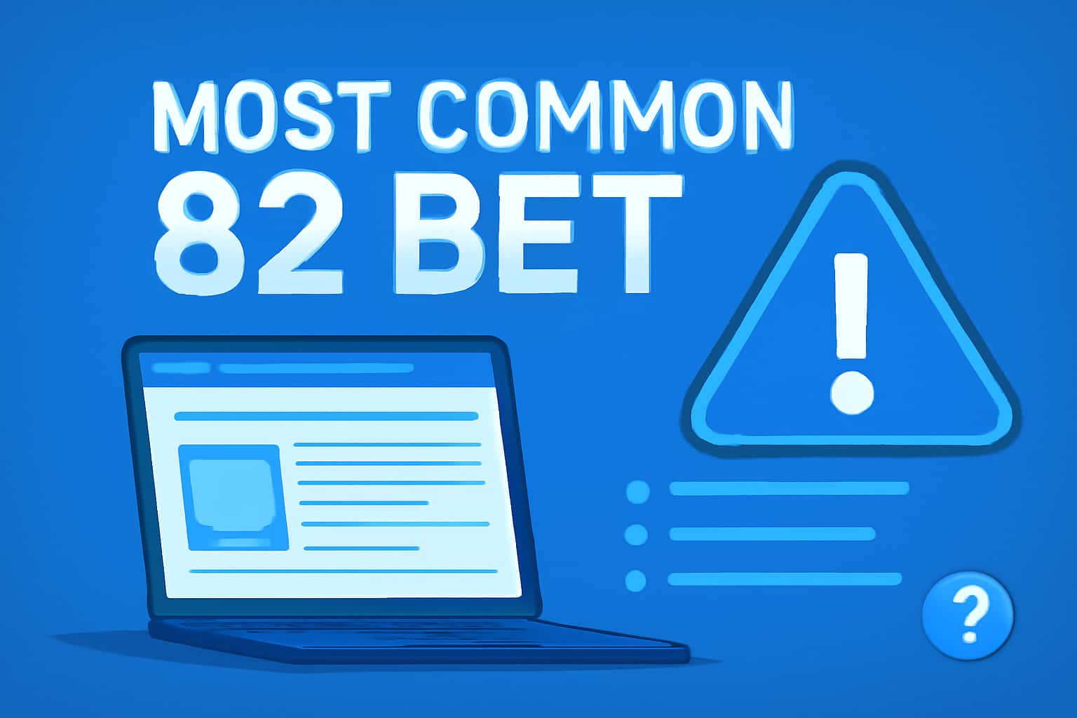 An informational visual representation of 82 Bet issues with prominent text.