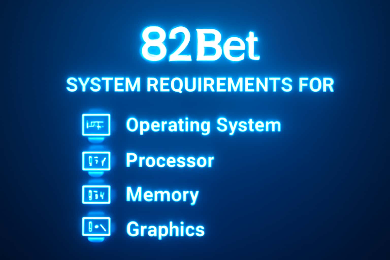 Informational graphic displaying System Requirements for 82 Bet.