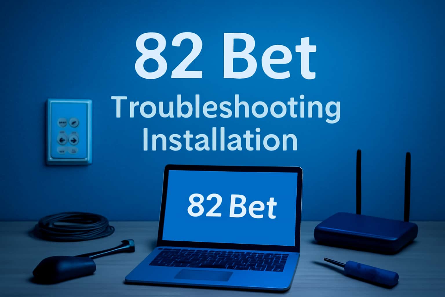 Troubleshooting scene for 82 Bet installation with clear text.